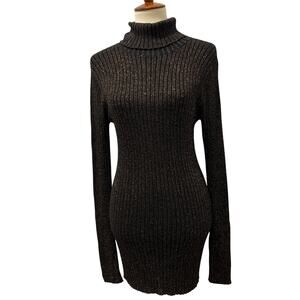 Y2K, 90s, Retro gold and black Sparkle Turtle-neck body con dress, size large
